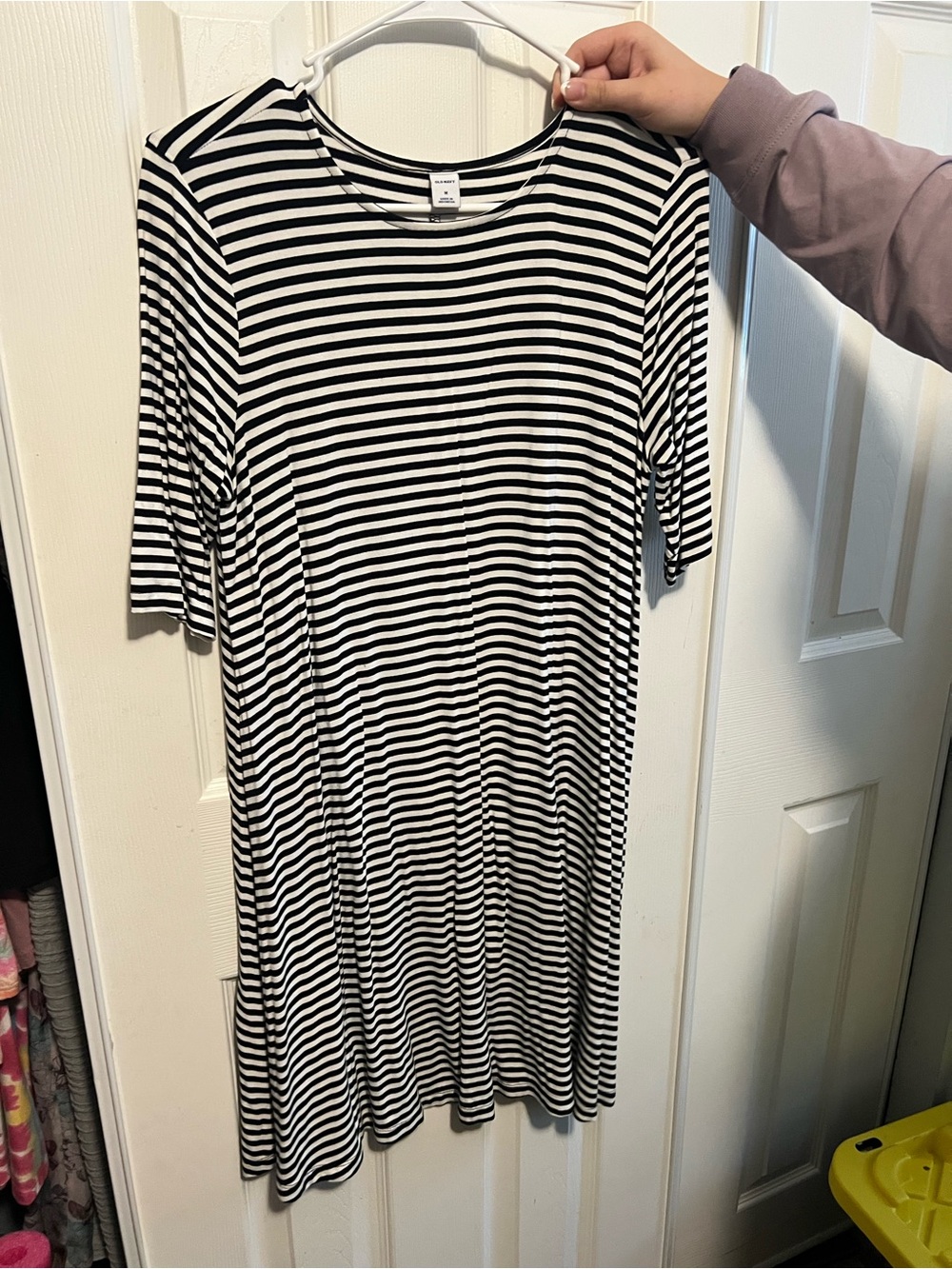Old Navy Black and White Striped Midi Dress
